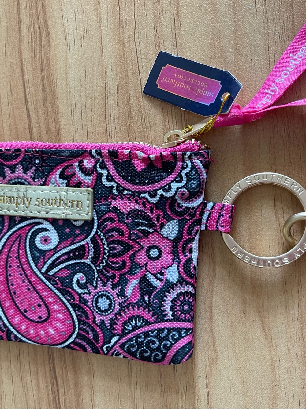 Simply Southern Pink Black Paisley Wristlet Pouch